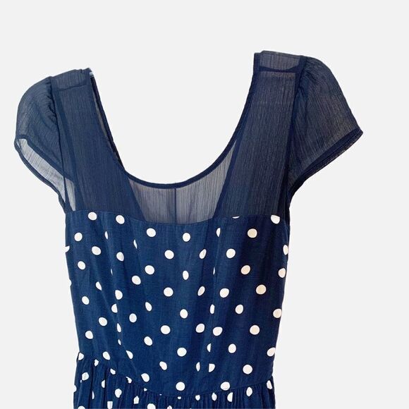 Abercrombie & Fitch Navy White Polka Dot Open Back Fit & Flare Dress Size Medium - Picture 5 of 13